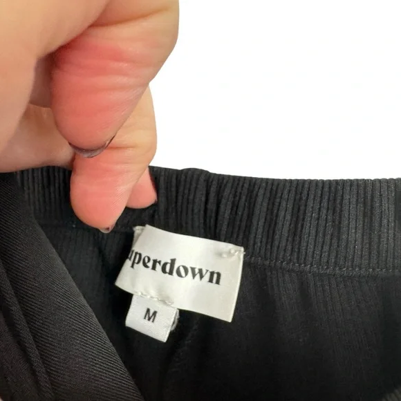 SUPERDOWN‎ Darcey Cut Out Jumpsuit Ribbed Black Strapless Flare Event Medium M - Picture 7 of 16